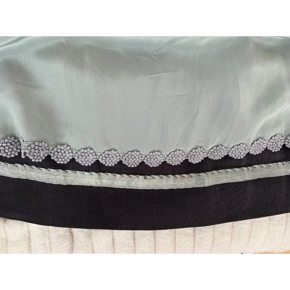Anthropologie Leifsdottir Silk Skirt Navy Blue Light Blue Aqua Stitching Sz XS - Picture 11 of 14